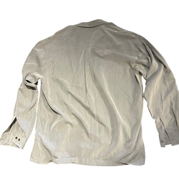 Perry Ellis Mens Shirt XL Gray Sateen Long Sleeve Pocket Button Down Preppy - Picture 6 of 8